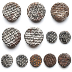Metal nails head collection on white background