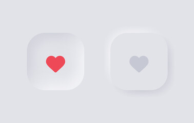 like icon love button in neumorphism style. for ui ux design elements or heart icon with neumorphic in modern square