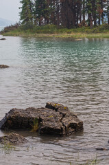 A Large Rock in Maligne Lake