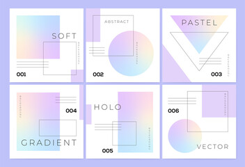 Minimal square banner design. Vivid pastel rainbow unicorn background  Suitable for social media posts, mobile apps, banners, and web ads. Vector fashion Holographic backgrounds.