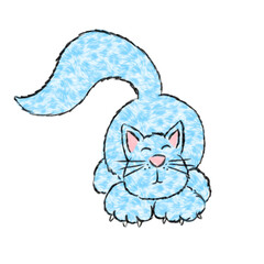 Cute Cartoon Fluffy Cat Illustration 