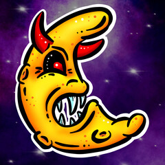 Halloween Devil Moon Cartoon Character 