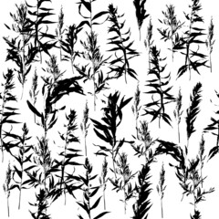 Obraz premium Monochrome seamless background twigs and leaves. Vector illustration
