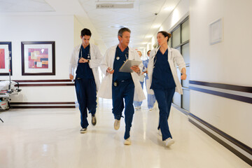 Fototapeta premium Doctors and businesswoman talking in meeting