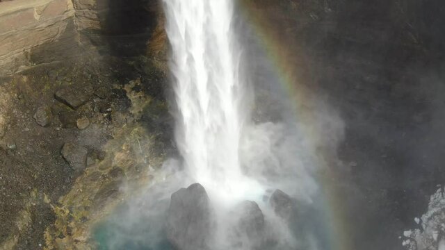 Flying close to Haifoss, one of the highest waterfall in Iceland