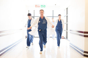 Doctors and businesswoman talking in meeting