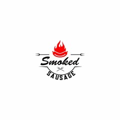 The best smoked sausage logo vektor vintage