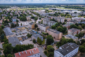 Drone photo of Wegrow town in Masovia region of Poland