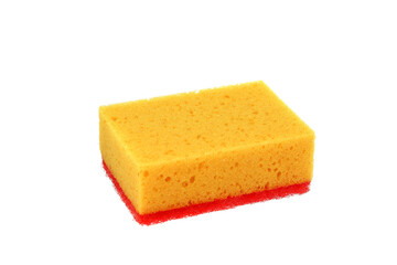 Yellow sponge for dishes isolated on a white background