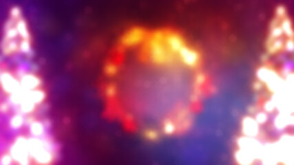 bokeh decorated pine and christmas holiday chaplet - conceptual abstract 3D rendering