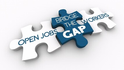 Open Jobs Positions Puzzle Pieces Fill Worker Employee Shortage Solution 3d Animation