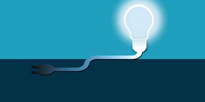 Creative idea and inspiration concept. Business creativity and inspiration concepts with light bulb on blue background.