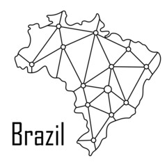 Brazil map icon, vector illustration in black isolated on white background.