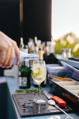 Drinks at a wedding reception close-up