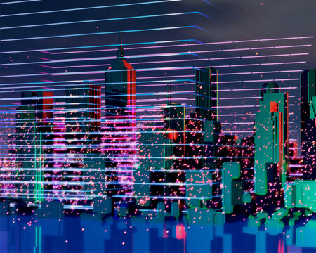 city scape colorized