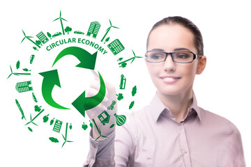 Concept of circular economy with businesswoman