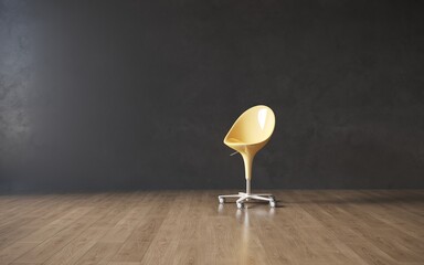 3d visualization of a restaurant chair in a minimalist interior. 3d rendering copy space, cg render