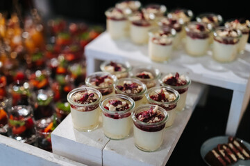 Delicious desserts at a wedding buffet