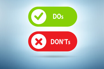 Concept of choosing between dos and donts