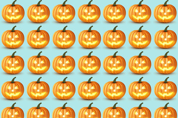 halloween pumpkin icons set. halloween seamless background with  pumpkins