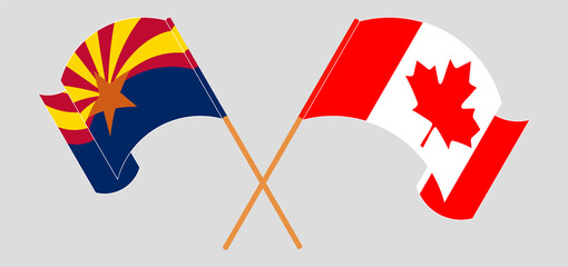Crossed flags of the State of Arizona and Canada. Official colors. Correct proportion