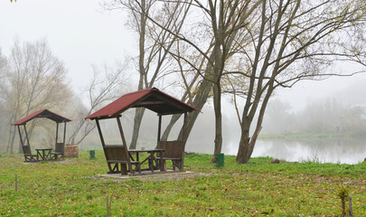 Wooden gazebo by the river