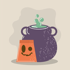 halloween cauldron and pack