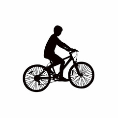 Obraz na płótnie Canvas a boy riding bicycle, body silhouette vector