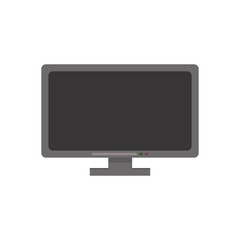 LCD TV monitor isolated on white background. vector flat illustration. Black LED TV screen blank. Symbol for website design, application, UI. Interior object 