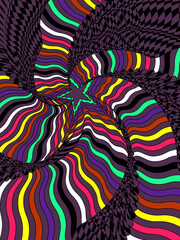 ilustración psicodélica,  diseño abstracto pop. 
