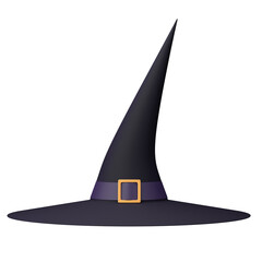 Witch hat isolated on white. Halloween illustration. 3d rendering.