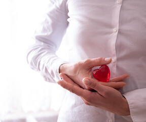Red hearts with loving and caring adults. Symbol of support that expresses love valentine day and...