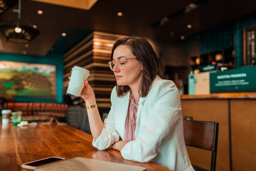 business woman drinking coffee