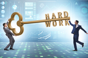 Concept of hard work with key and businessman