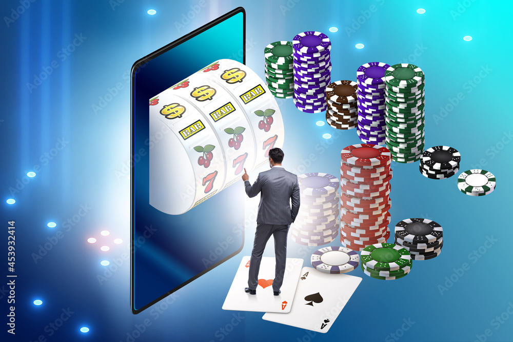 Sticker Businessman in online casino concept