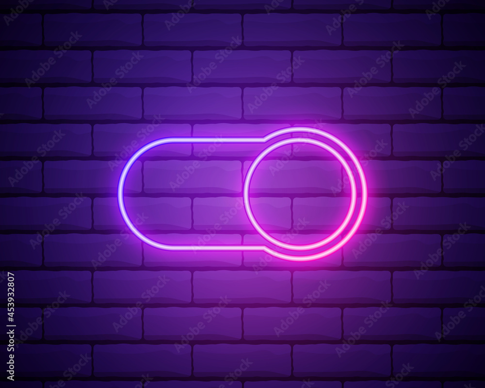 Poster on and off lamp neon light toggle switch button. vector illustration. fluorescent light vector illus