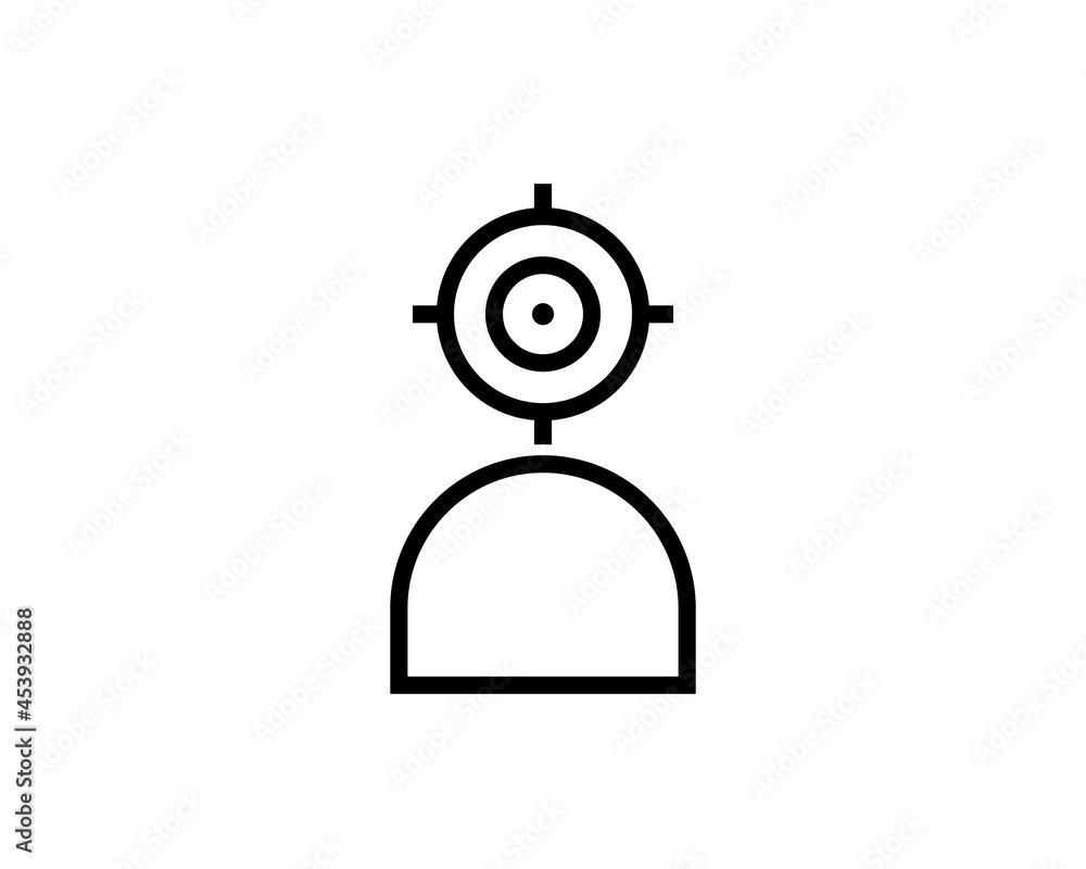 Poster simple target audience line icon. stroke pictogram. vector illustration isolated on a white backgrou