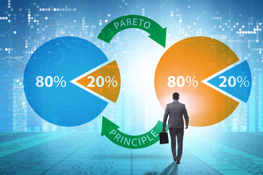 Businessman in pareto rule illustration