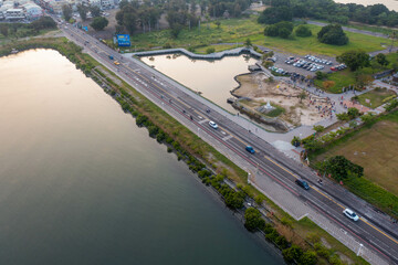 台湾の台南市の田園風景をドローンで撮影した空撮写真 An aerial drone shot of the countryside in Tainan, Taiwan. 