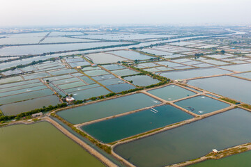 台湾の台南市の田園風景をドローンで撮影した空撮写真 An aerial drone shot of the countryside in Tainan, Taiwan. 