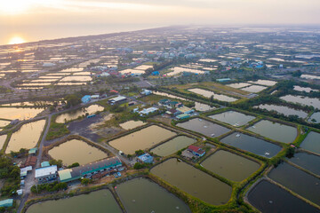 台湾の台南市の田園風景をドローンで撮影した空撮写真 An aerial drone shot of the countryside in Tainan, Taiwan. 