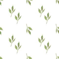 Watercolor leaves seamless pattern. Watercolor fabric. Repeat leaves. Use for design invitations, birthdays, weddings.