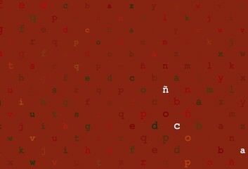Light green, red vector pattern with ABC symbols.