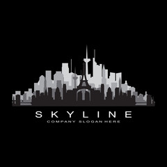Fototapeta premium City Skyline,Skyscraper for Urban Real Estate Building Logo Design Vector
