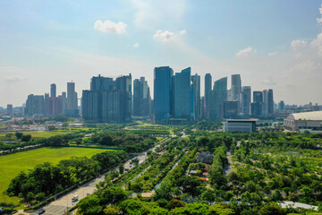 シンガポールの風景をドローンで撮影した空撮写真 Aerial photo of Singapore landscape taken by drone. 