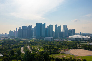 Obraz premium シンガポールの風景をドローンで撮影した空撮写真 Aerial photo of Singapore landscape taken by drone. 