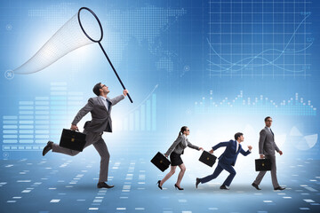 Headhunting and retention concept with business people