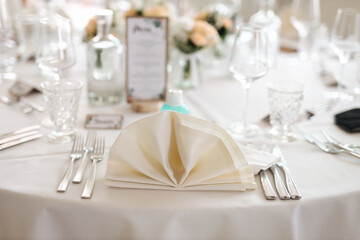 Beautiful table arrangements at a wedding location	