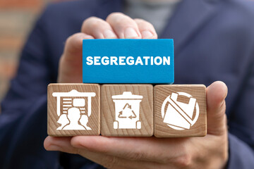 Concept of rubbish segregation. Garbage sorting and social responsibility.
