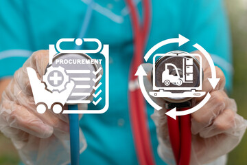 Medical concept of procurement management. Procure and supply chain medical and pharmaceutical products. - obrazy, fototapety, plakaty
